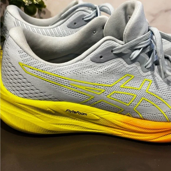 Asics Gray and Yellow Athletic Shoes - Picture 7 of 12